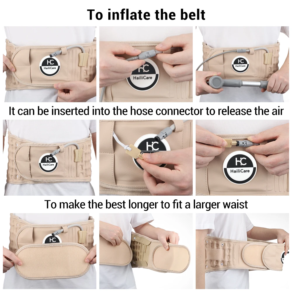 Inflatable Waist Belt Massager Adjustable Decompression Back Belt Lumbar Support