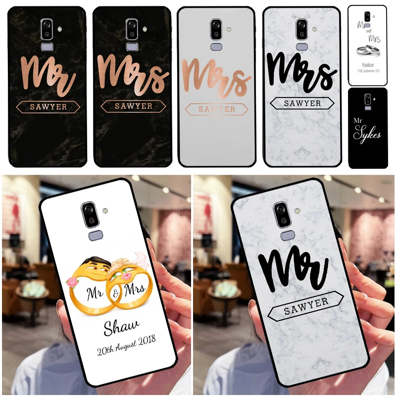 Personalizzato Mr & Mrs Wedding Cognome Per Il Caso Di Samsung Galaxy J5 J3 J7 2016 A3 A5 2017 A7 A9 J4 J6 J8 A6 A8 Più Il 2018 Della Copertura Di Tpu