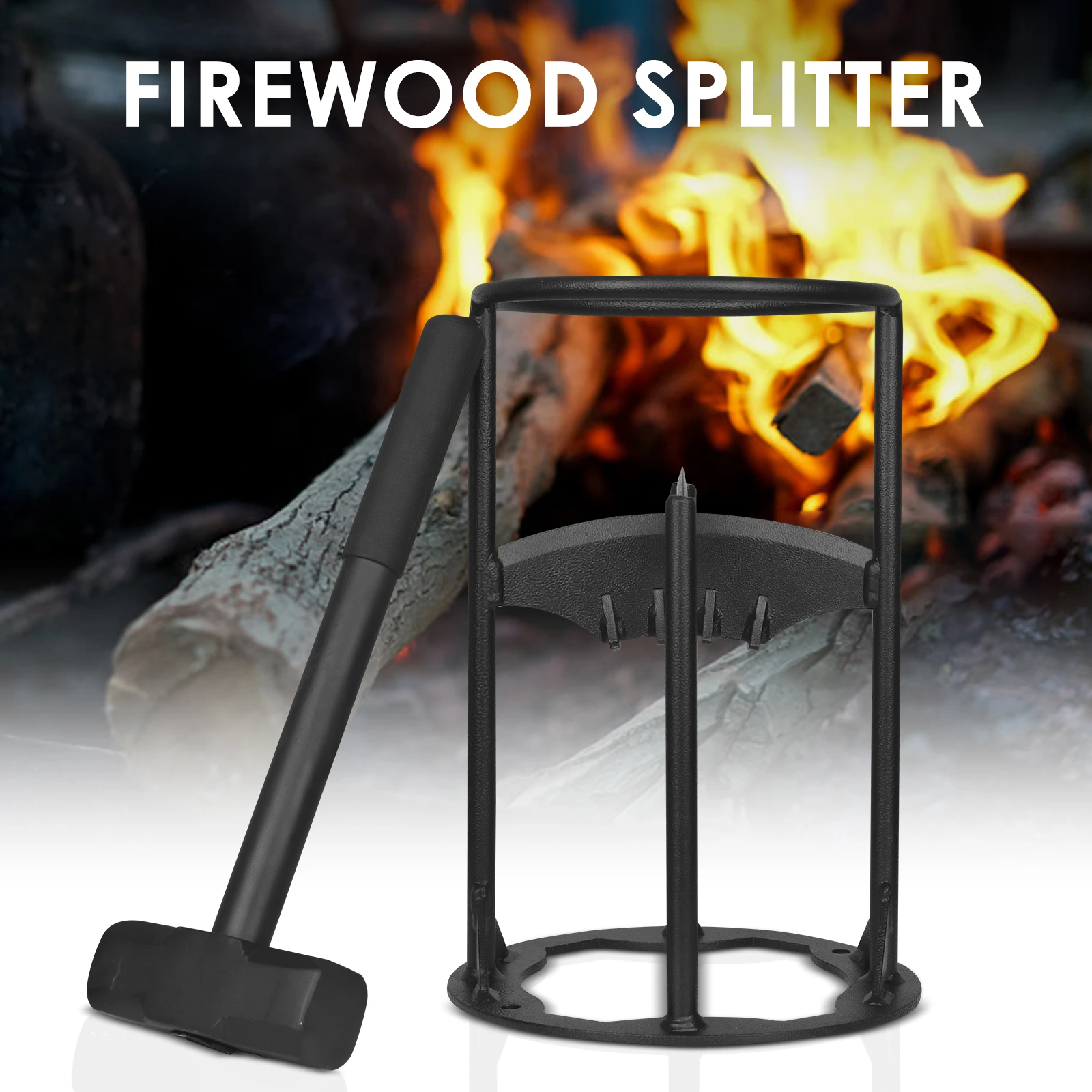 Firewood Splitter Heavy Duty Cast Iron Kindling Log Splitting Wedge