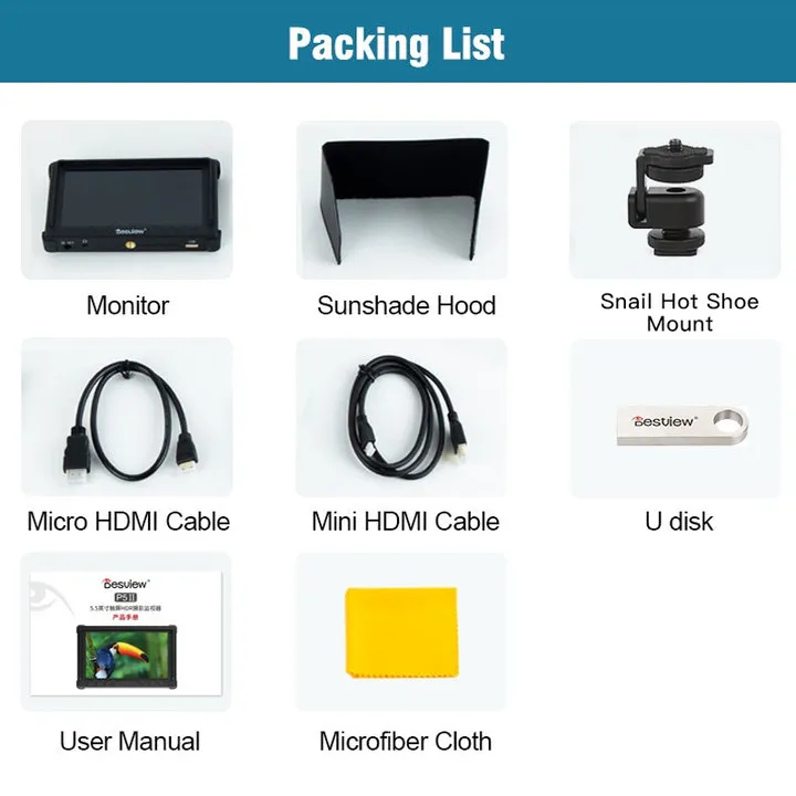 Desview Bestview P5 II P5II 5 inch Real Time Monitor 4K HDMI-compatible1920*1080 Full HD on DSLR Camera Field Monitor