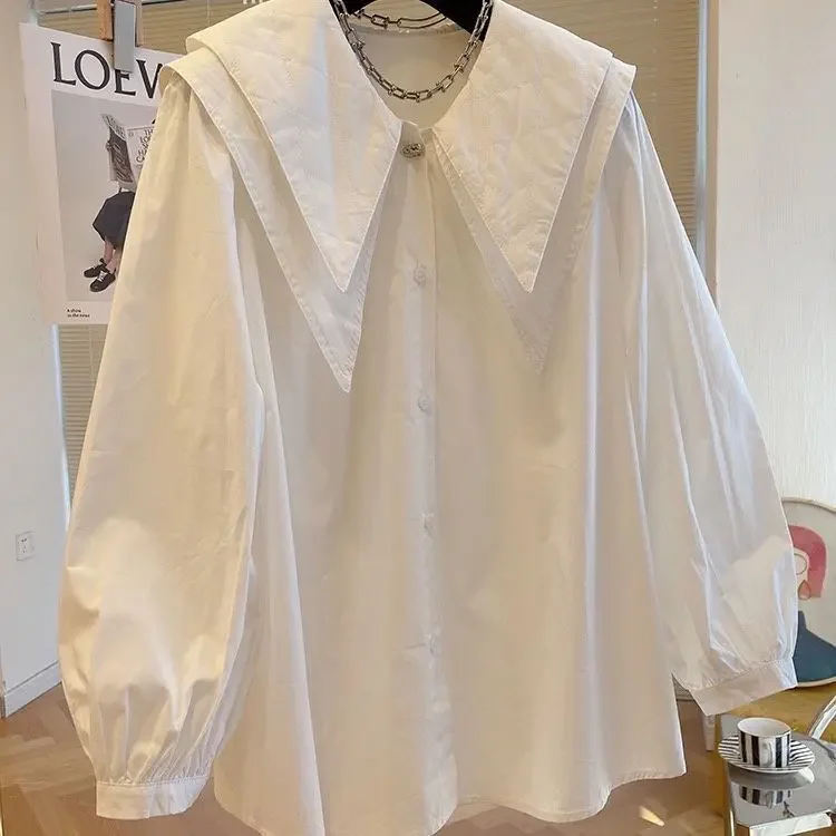 

Женская свободная рубашка с длинным рукавом, однобортная Повседневная Блузка, модель J89 на весну и осень, 2024