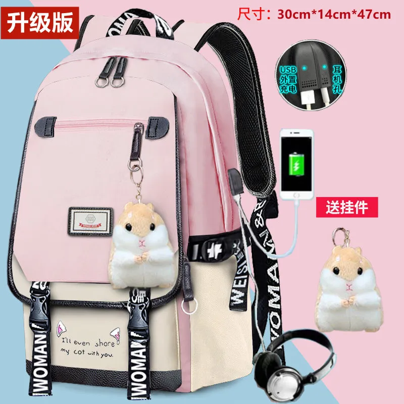 New Backpack Female Korean Version Middle and High School Student Schoolbag Female Casual Campus Back