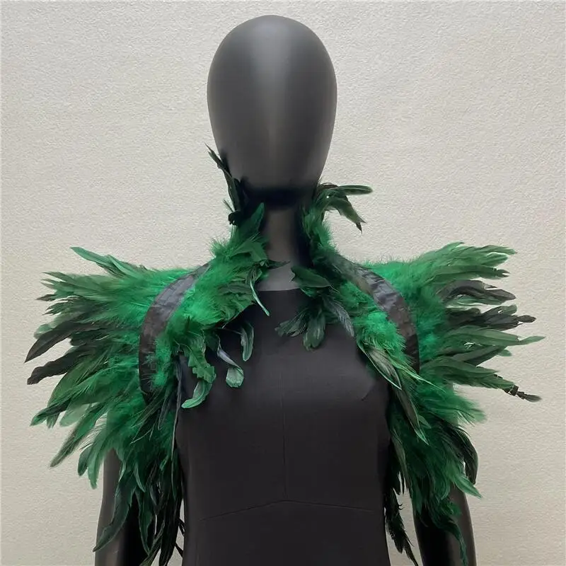 Fake Collar Detachable Collar Shawl New Luxury Feather Shawl Women Solid Color Scarf Women Punk Gothic Feather Shawl Shoulder Fake Collar Halloween Cosplay Costume