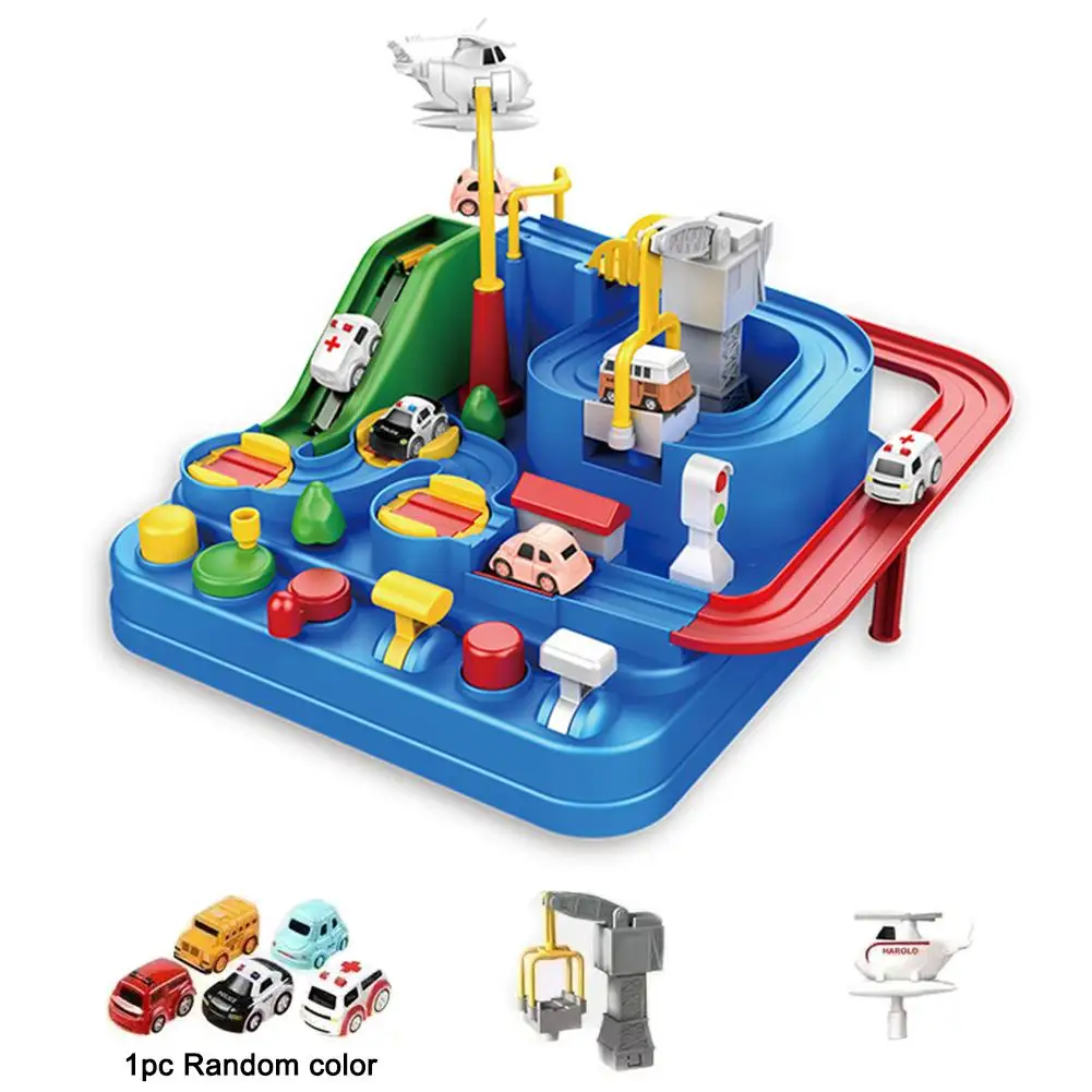 Modèle de voiture sur Rail de course, jouets éducatifs pour enfants, jeu d'aventure sur piste, cerveau mécanique, Train interactif, animaux, jouet fusée spatiale