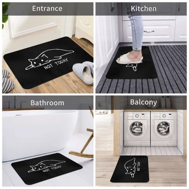 Állatok Art Bath Nem Csúszás Szőnyeg Ma Lusta Macskák Hálószoba Üdvözlő Ajtó Padló Dekoráció Szőnyege - Image 5