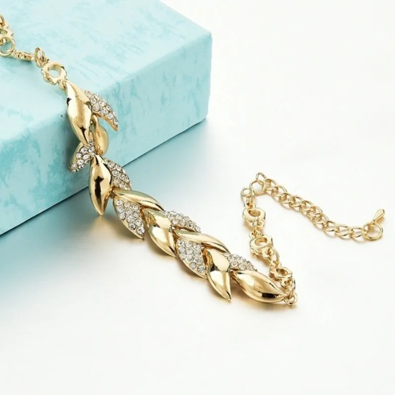 Love Braided Leaf Bracelet Charm Crystal Wedding Bracelets for Women Anniversary Valentines Day Gifts Aesthetic Jewelry bangle bracelet stainless steel bracelet crystal bracelets