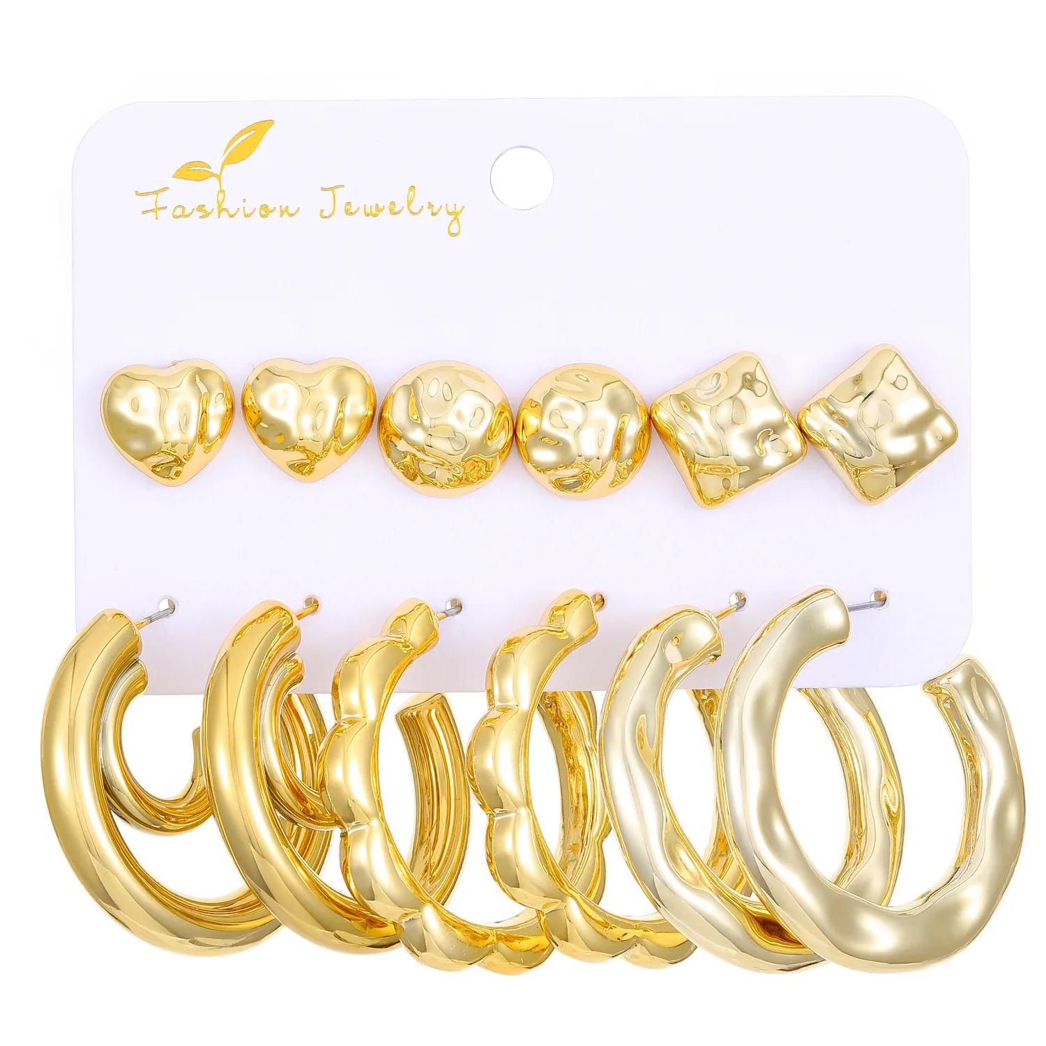 6-pairs Set Irregular C Gold Color Earrings For Women Metal Earing Style Jewelry 2025 Trending New Women's Hoop Earrings Gifts - Image 6
