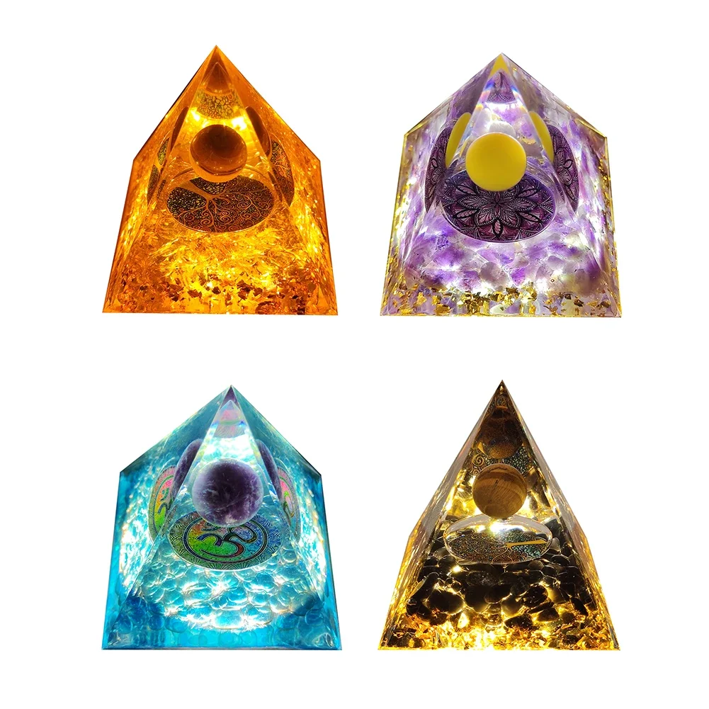 Energy Generator Orgone Pyramid Healing Natural Crystal Energy Reiki Chakra Orgonite Meditation Stone Ornament Jewelry Decoratio