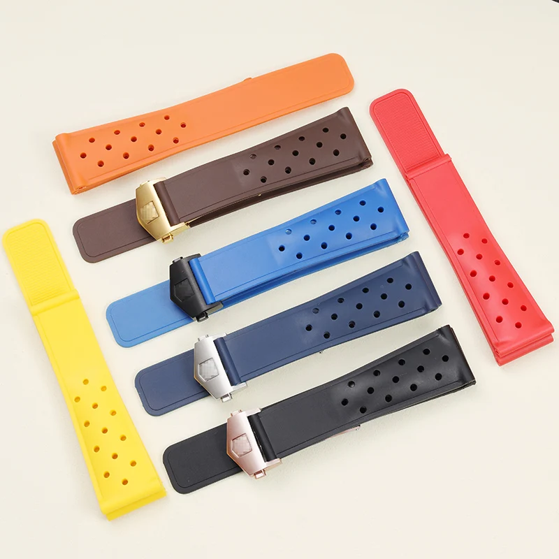 

Ремешок силиконовый для часов, водонепроницаемый резиновый браслет для мужских часов «Формула 1», чёрный Синий Красный, 22 мм