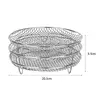 3-layers Air Fryer Rack Stainless Steel Stackable Grid Grilling Rack For Air Fryer Basket Tray Outdoor Camping Cooking Supplies 3