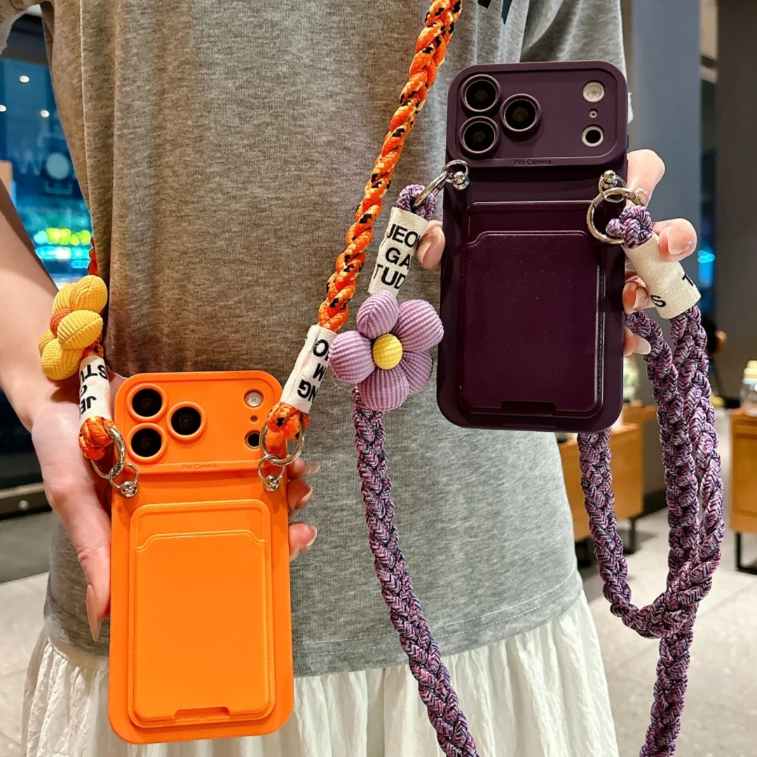 Luxury Floral Crossbody Lanyard Wallet Phone Case Cover