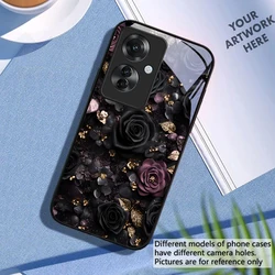 Custodia per telefono in vetro rosa nero chic