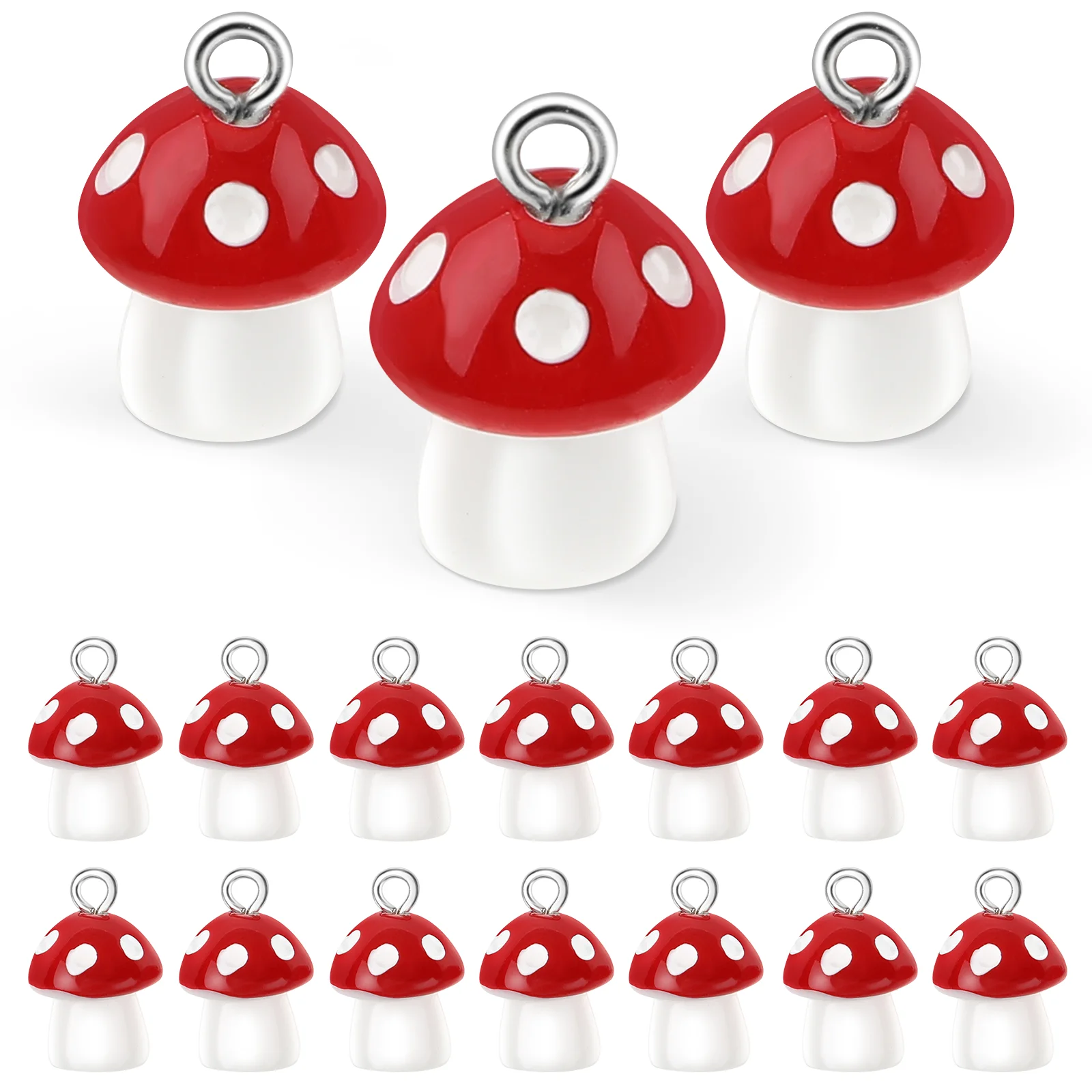 

30 Pcs Accessories Key Fob Colorful Earrings Mushroom Pendants for Jewelry Making