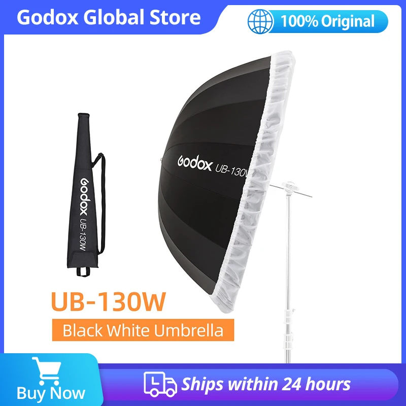Godox UB 130W 51in 130cm Parabolic Black White Reflective Umbrella