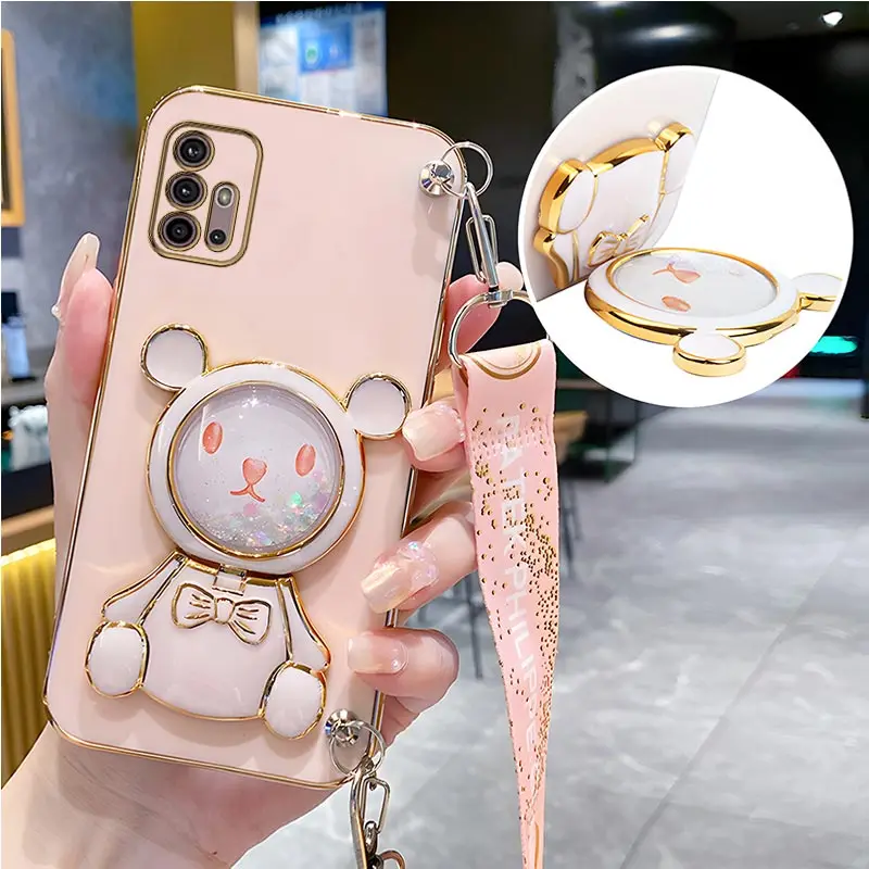 Bear Lanyard Strap Case For Motorola Moto G8 G9 G50 G30 G20 G10 G40 G60S G22 G23 G52 G53 G73 G60s E6S E7 Power Cover_voghion.com