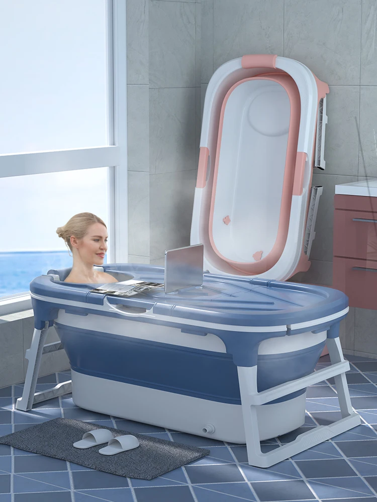 Adult Folding Plastic Bathtub  Portable Bathing Barrel Spa Bathtub 3