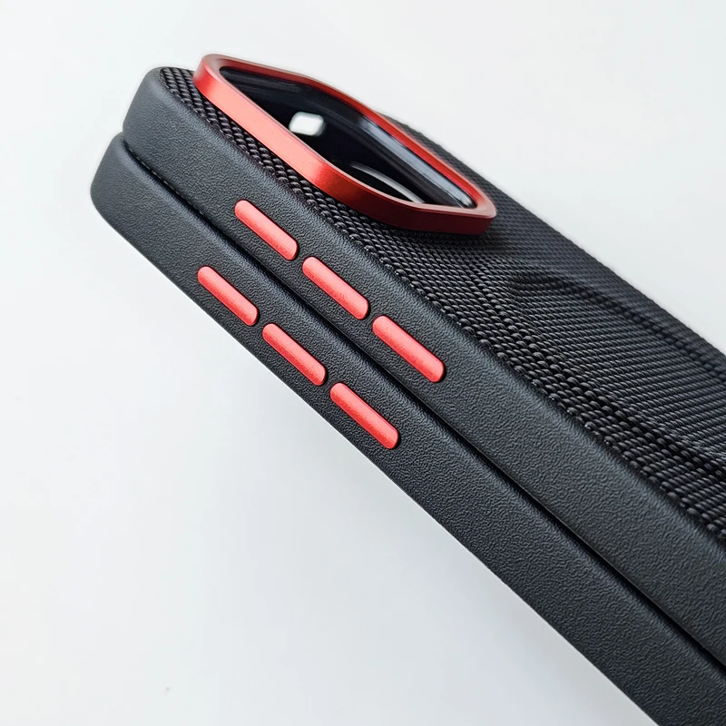 Magnetic Luxury Weave PU Leather Anti-fall Phone Case with Wireless Charging Compatibility