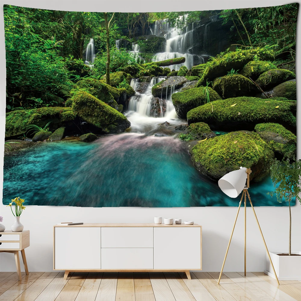 

Beautiful Natural Waterfall Forest Printed Large Tapestry Cheap Hippie Wall Hanging Bohemian Wall Tapestries Mandala Art Decor