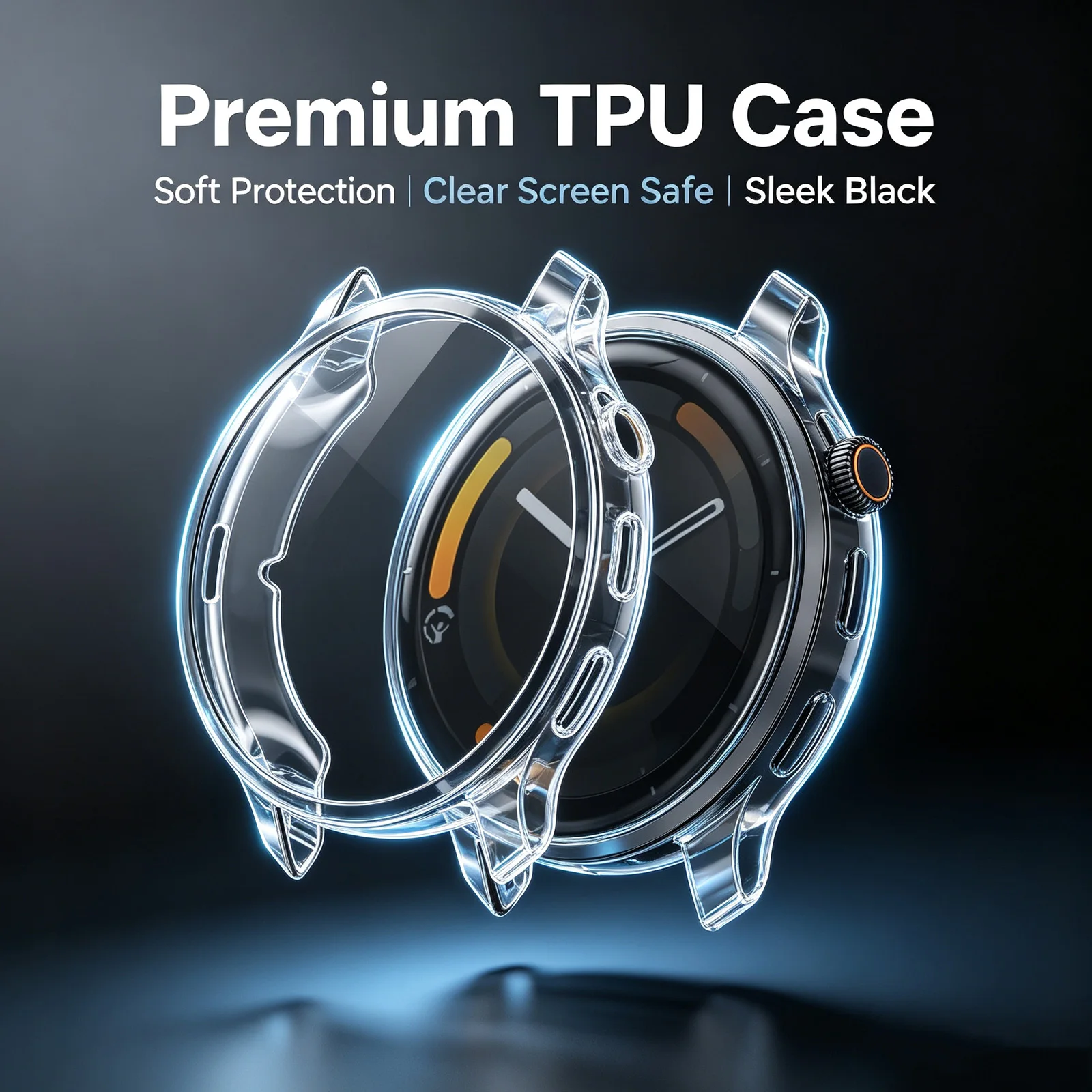 Soft TPU All-Around Protective Smartwatch Case with Anti-Scratch Screen Cover