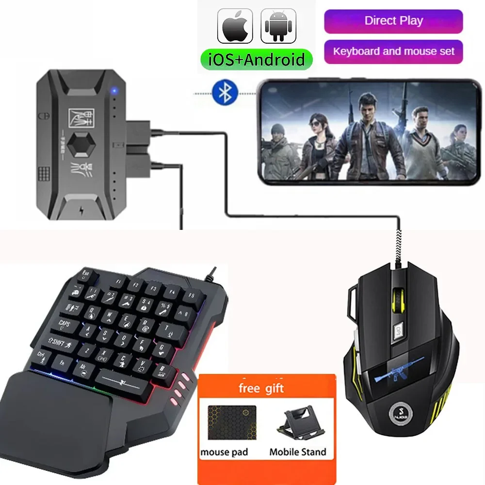 

M1 Pro клавиатура мышь Портативный конвертер для мобильных игр клавиатура мышь адаптер Bluetooth BT5.1 поддержка для Android iOS системы