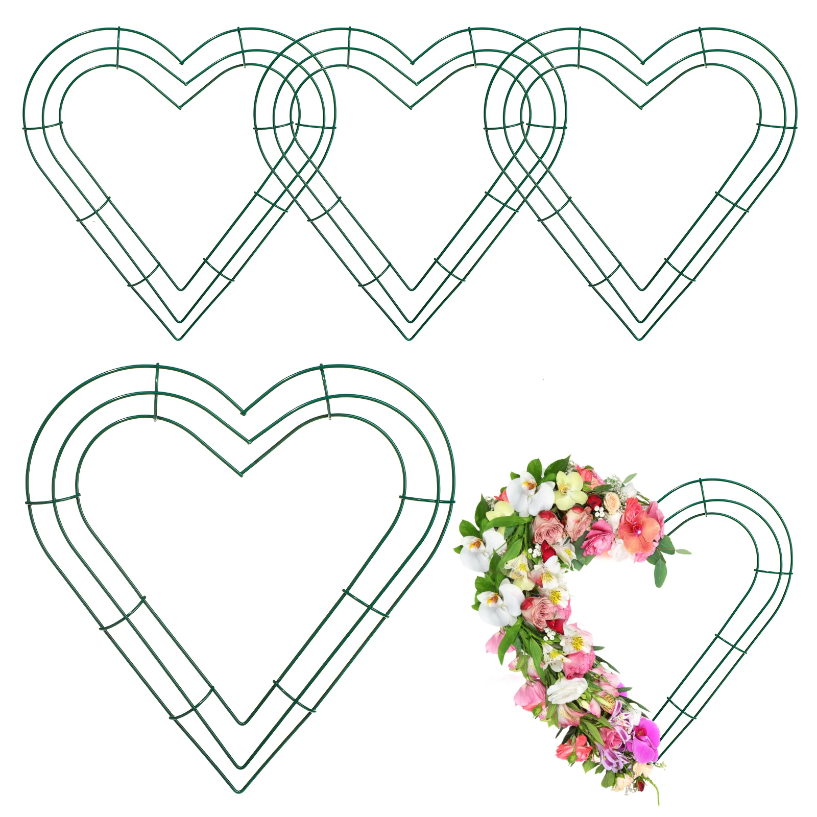 Heart Shaped Metal Wreath Iron Wreath for Flower Arrangement Christmas DIY Home Valentine's Day Wedding Decoration
