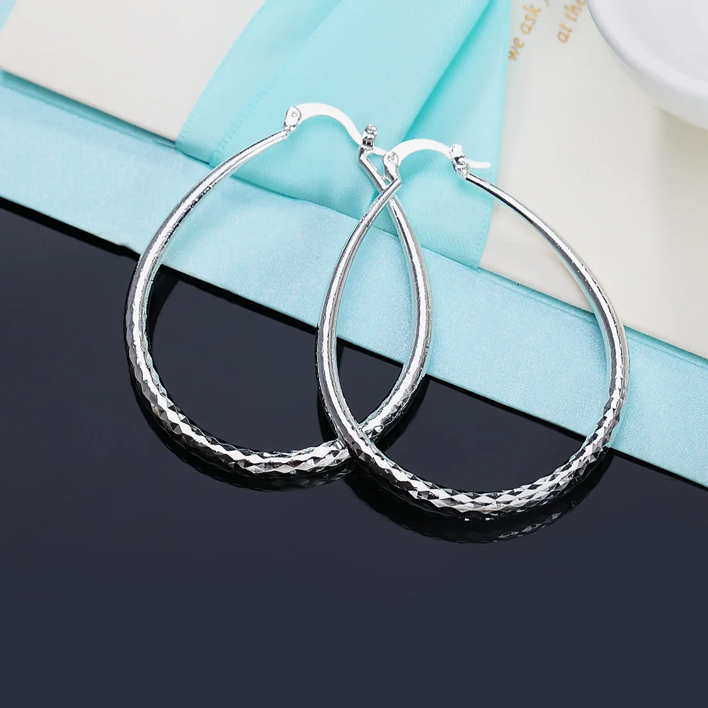

Jewerlytop Fine 925 Silver creative Big hoop earrings for women party wedding lady luxury Jewelry Holiday gifts