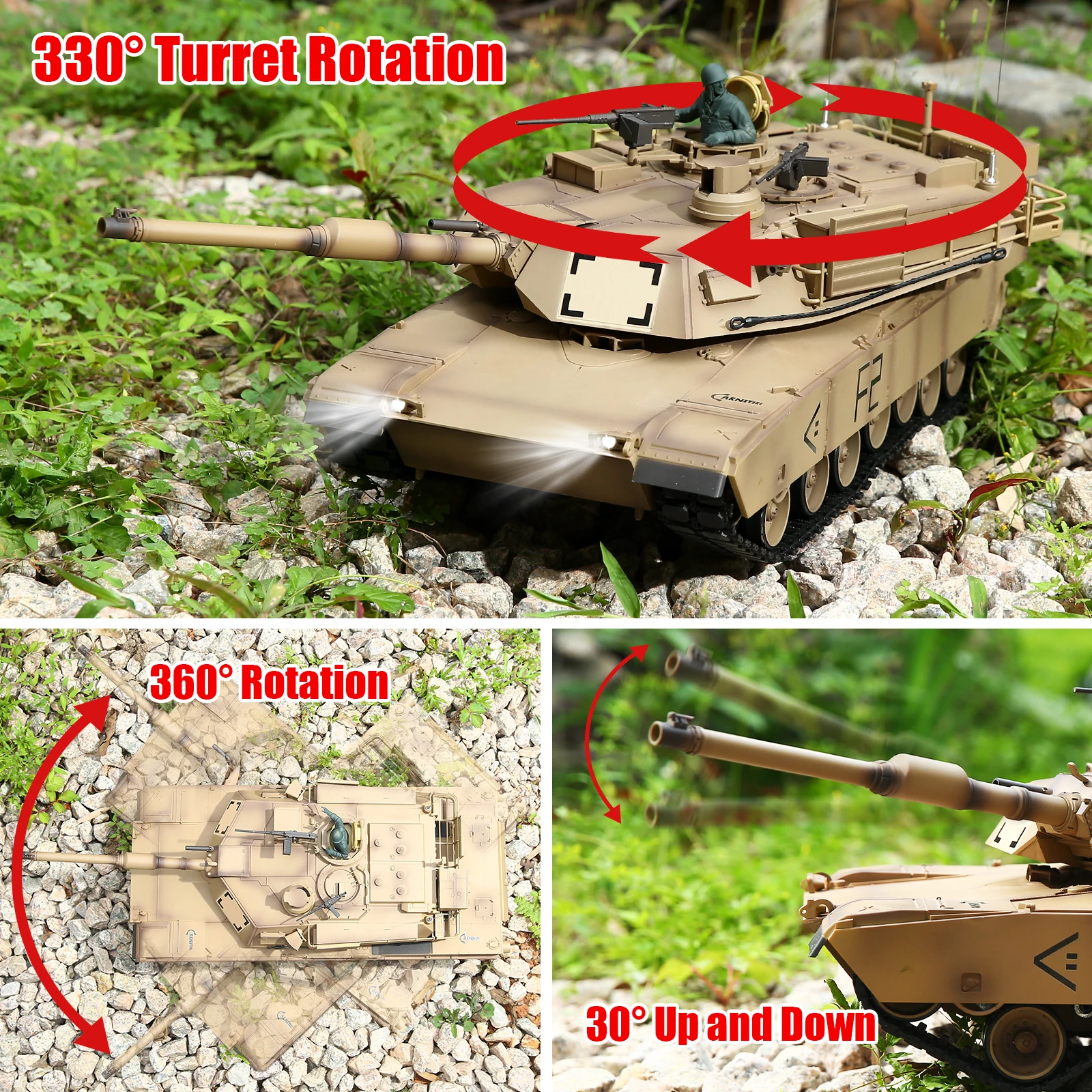 Henglong 3918 M1A2 Abrams Army Tank Model 1/16 Scale Rc Tanks 360° Turret Barrel Recoil Remote Control Military Tank Toys 6