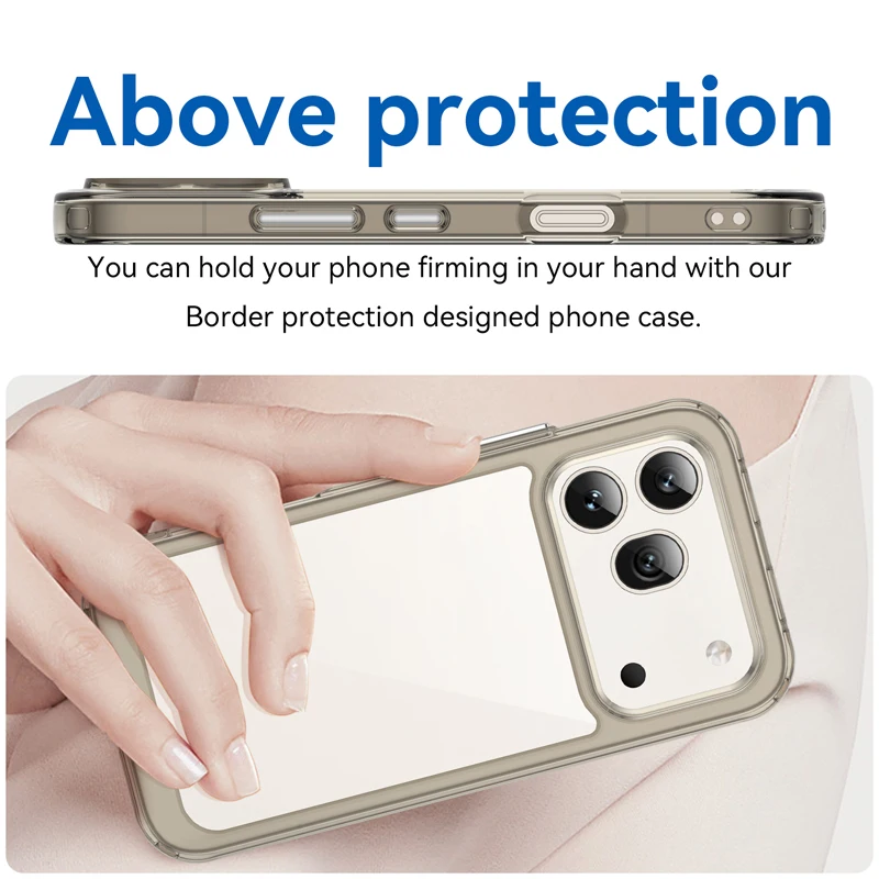 Clear Hard Protective Phone Case with Soft TPU Bumper
