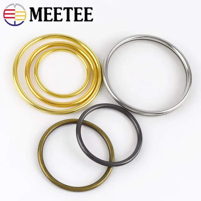 10/20Pcs 15-60mm 4mmThick Metal O Ring Buckle Shoes Bag Belt Buckles Strap  Circle Hook