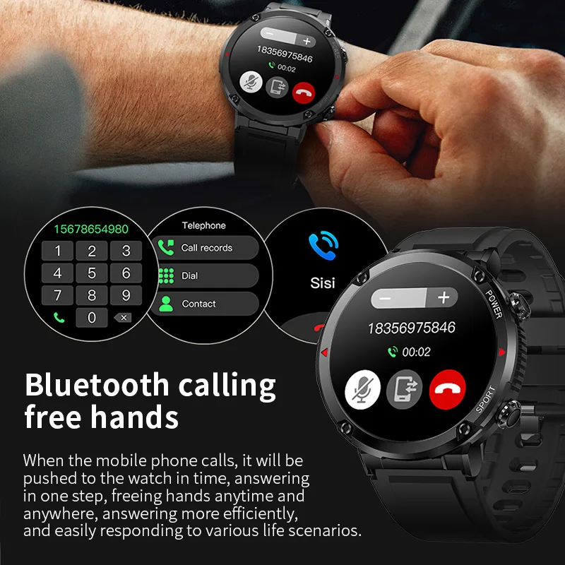 Top New 600mAh Battery Watch For Men Smart Watch In 2024 Bluetooth Call Smartwatch Fitness Sports Clock 1.6 Inch HD Screen