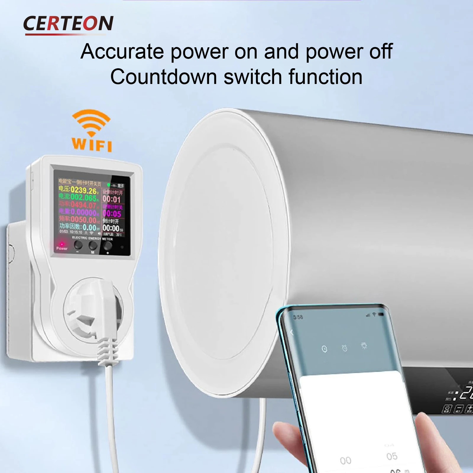 WiFi 전력 측정기 콘센트형 AC85-265V 디지털 전력계 kWh 전압 전류 소비전력 모니터링 가정 사무실 스마트홈용