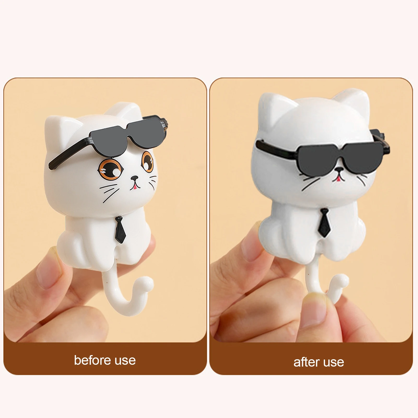 Cartoon Cat Hook Self Adhesive Dormitory Bedroom Door Hangers Hooks Key Umbrella Towel Cap Coat Rack Wall Decoration Rack 3