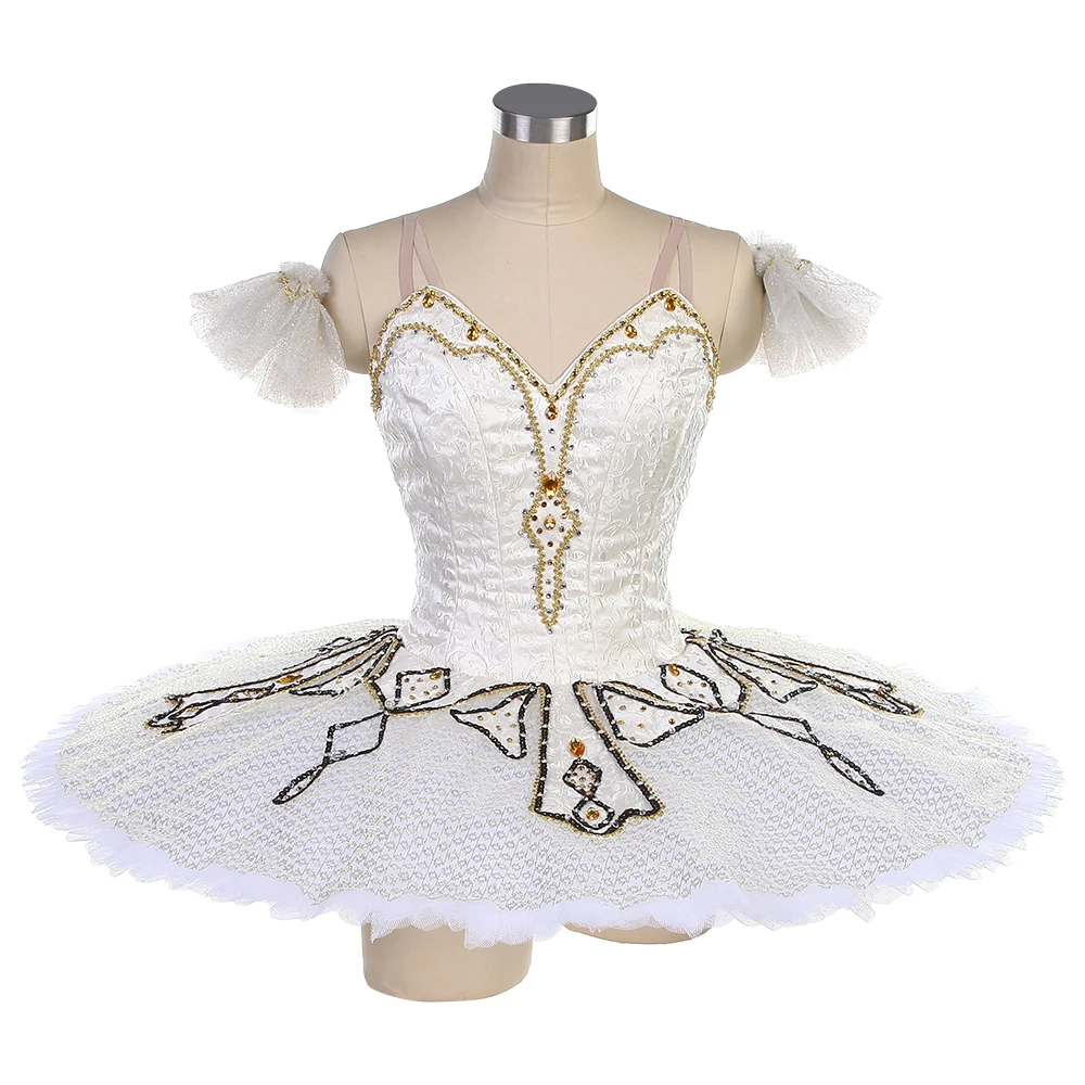 

Women Ivory Sugar Plum Fairy Professional Pancake Ballet Tutu Performance Costumes,Girls Ballerina Stage Competition Dance Wear