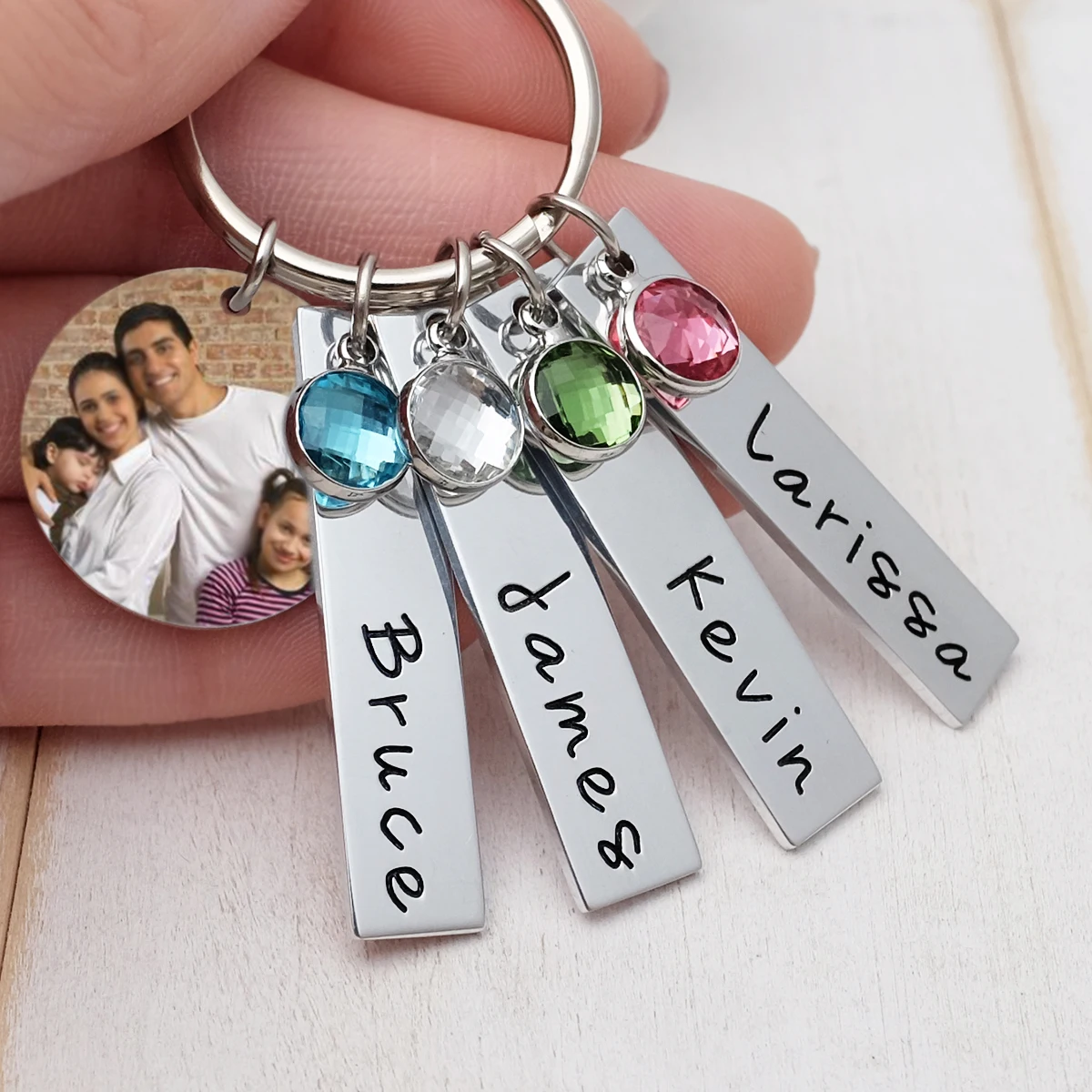 

Personalized Photo Keychain,Engraved Kid's Name Keychain with Birthstone,Custom Picture Keyring,Gift for Grandma,Father's Gift