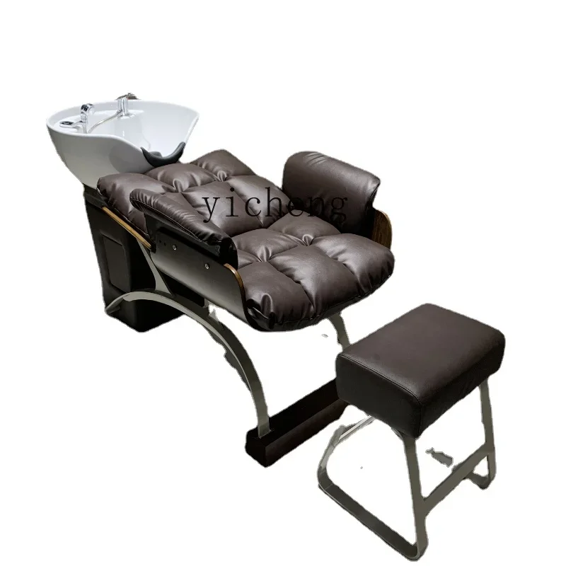 

ZC Ceramic Basin Hair Salon Barber Shop Shampoo Chair Flushing Bed High-End Simple Half Lying Sitting