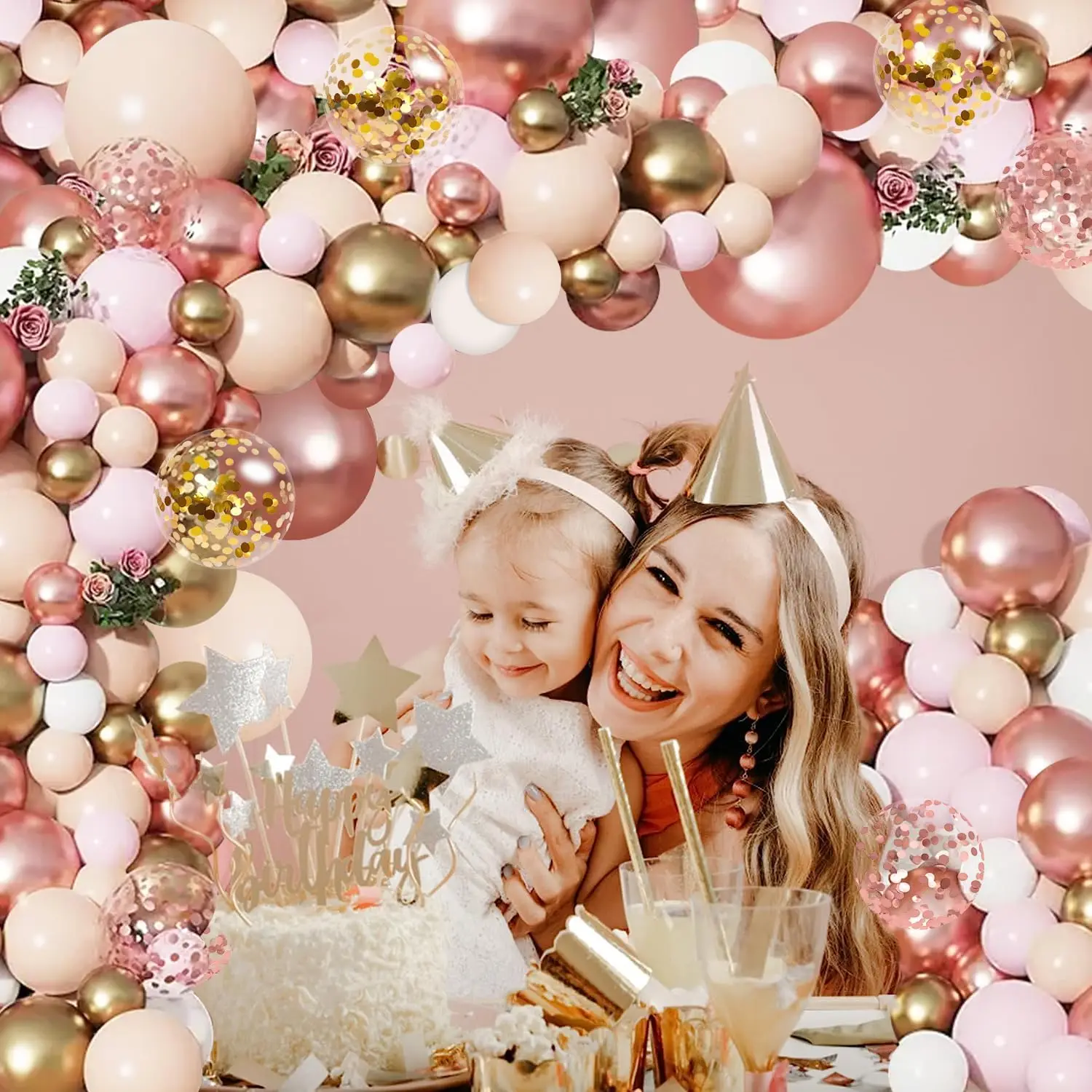 Rose Gold Balloon Garland Kit Confetti Balloons for Wedding Bridal Shower Princess Party Girl Birthday Baby Shower Decorations