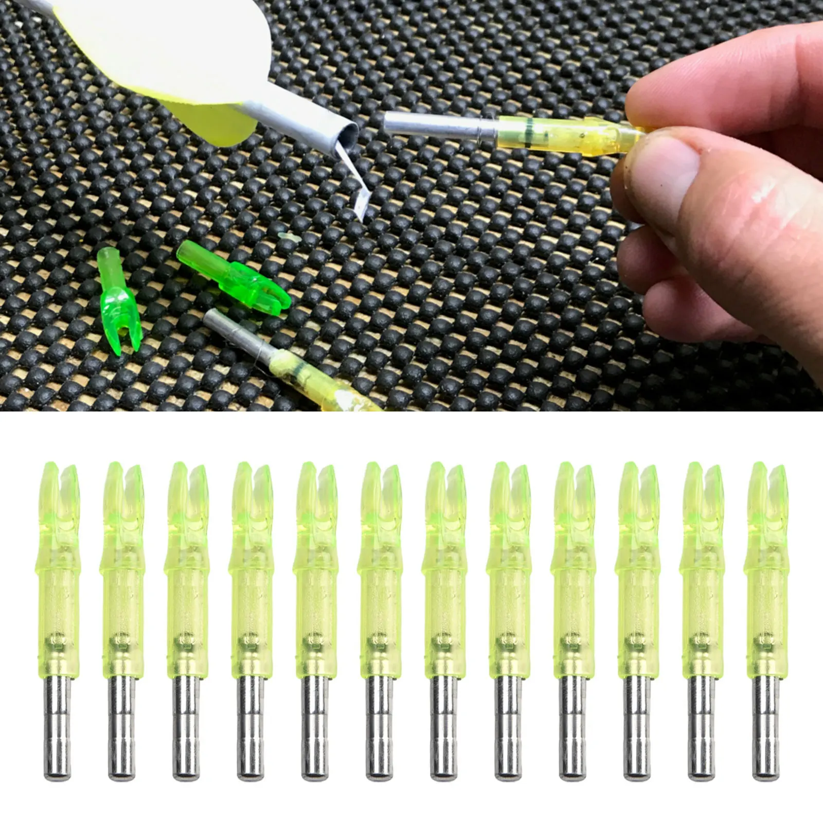 

12Pcs Automatic LED Archery Arrows Light Nocks 6.2mm Arrow Nock Tail For Hunting Dusk Night Bow & Arrow Luminous Arrow Tail Led