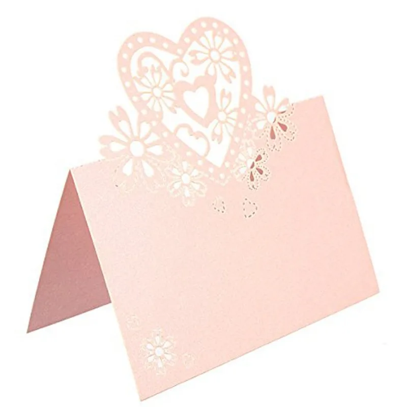 Place Cards 50pcs Cut Heart-Shaped Hollow Wedding Table Number Name Place Card Wedding Party Decoration
