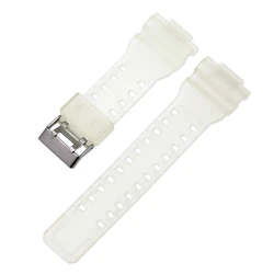 Deluxe Silicone Watch Strap with Gold Buckle - Black, 16mm - 16mm (Half Transparent)