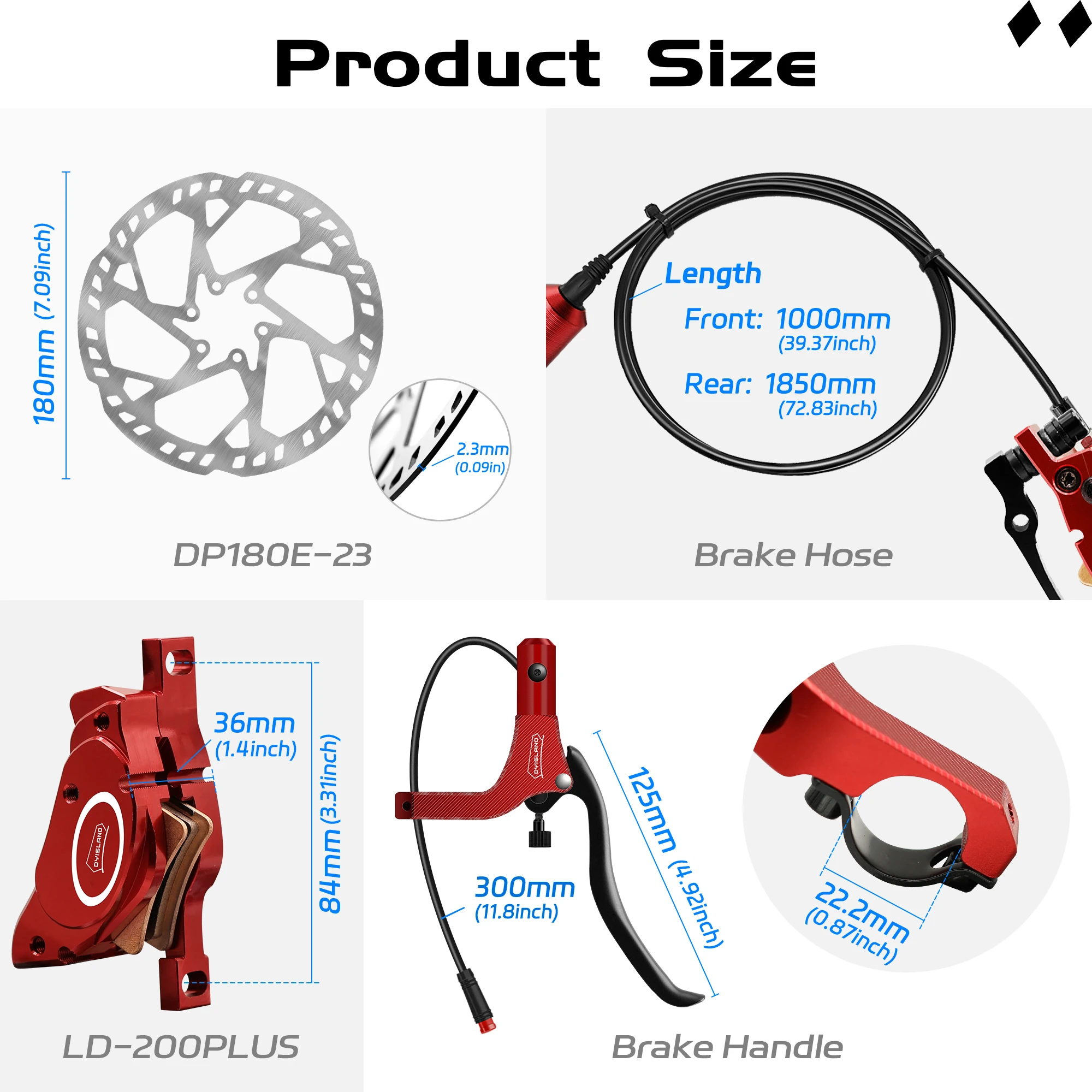 Bicycle Disc Brake Set E-Bike Hydraulic 2Pistons 2PIN Power-Off Electric Induction Control System