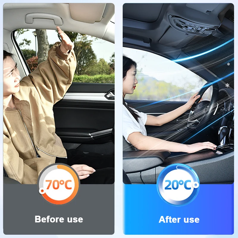 Windshield Cover SEAMETAL Summer UV Reflective Sun Shade Waterproof 4-Season Universal Sun Protection Winter Snow Shield