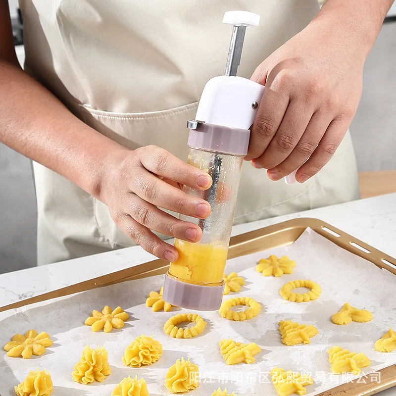 Cookie Cutter Baking Mold Cookie Mould Fondant Cutter Cookie Maker Press Kit Pastry Cutter Cookie Press Icing Kit Cookie Cutter Mold Gun DIY Pastry Syringe Extruder Nozzles Piping Cream Biscuit Maker Cake Tools