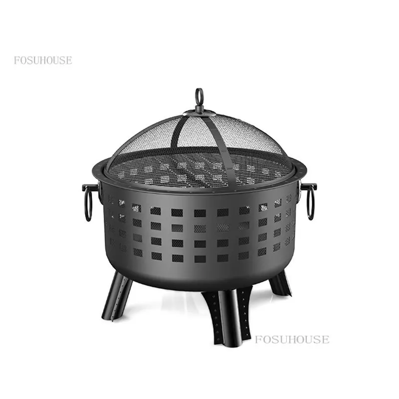 25.5 Inches Fire Pit Patio Furniture Outdoor Brazier Household Smokeless Firepit Bonfire Basin Garden Courtyard Barbecue Grill