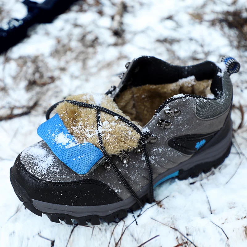 Outdoor Sports Hiking Shoes Men Winter Warm Fur Climbing Trekking Men's Sneakers Waterproof Mountain Camping Hunting Shoes Boots