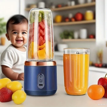1pc Multifunctional juice blender with double cups and high-performance juice maker, suitable for milkshake and fresh juice. 1