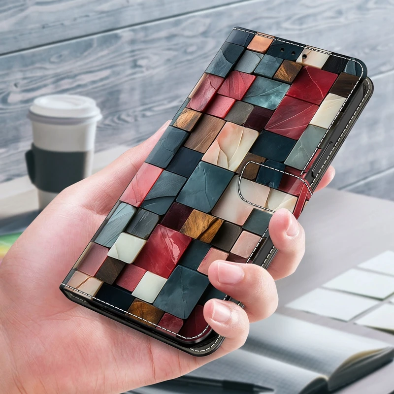 Chic Painted Leather Wallet Flip Phone Case