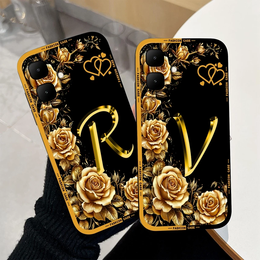 Rose Flower Letter Matte Silicone Shockproof Protective Phone Case