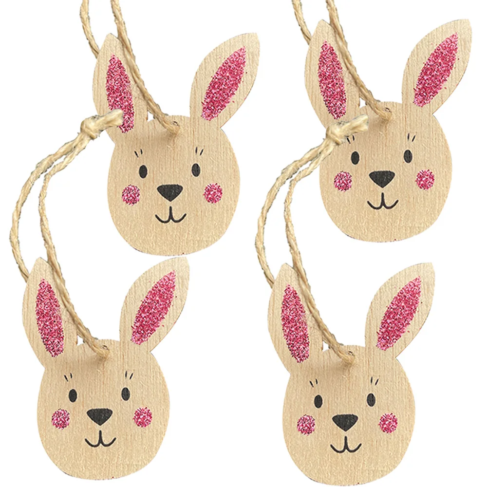 

8Pcs Easter Rabbit Birthday Party Home Decor Modelling Wooden Crafts Pendant Cute Cartoon Wood Bunny Hanging Ornament