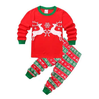 Winter Boys Girls Christmas Pyjamas Baby Kids Santa Claus Pajamas Toddler Xmas Elk Nightwear Elf New Year Gift Green Red Clothes 5