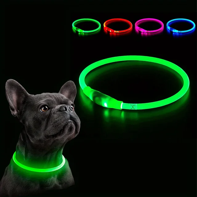 USB Rechargeable Fiber Optic Collar Pet Dog LED Light Collar Luminous Anti-Lost Dog Collar USB Rechargeable Dog Necklace Collar 6